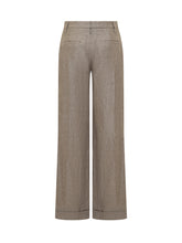 Loose Flared Trousers in Sparkling Twill Linen with Monile - Brunello Cucinelli | Lidia Shopping