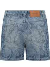 Shorts in Denim with Baroque Silhouette Pattern - Sale | Lidia Shopping