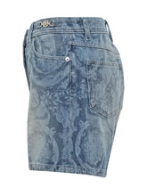 Shorts in Denim with Baroque Silhouette Pattern - Sale | Lidia Shopping