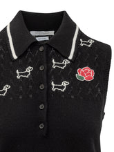 THOM BROWNE - Polo Shirt with Rose and Hector Logo - Black - LIDIASHOPPING® - Official Website