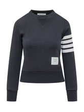 THOM BROWNE - Felpa Girocollo Con Quattro Bande - Blu - LIDIASHOPPING® - Official Website