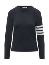 THOM BROWNE - Milano Stitch Pullover With Four Bars - Blue - LIDIASHOPPING® - Official Website