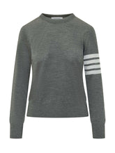 THOM BROWNE - Pullover Relaxed Fit Con Quattro Bande - Grigio - LIDIASHOPPING® - Official Website