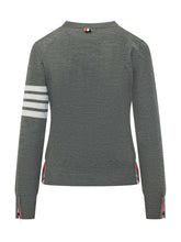 THOM BROWNE - Pullover Relaxed Fit Con Quattro Bande - Grigio - LIDIASHOPPING® - Official Website