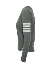 THOM BROWNE - Pullover Relaxed Fit Con Quattro Bande - Grigio - LIDIASHOPPING® - Official Website