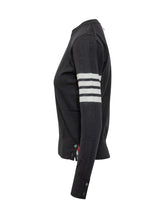 THOM BROWNE - Pullover Relaxed Fit Con Quattro Bande - Blu - LIDIASHOPPING® - Official Website