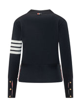 THOM BROWNE - Milano Classic Cardigan With Four Bars - Blue - LIDIASHOPPING® - Official Website