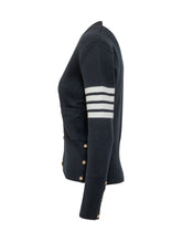 THOM BROWNE - Milano Classic Cardigan With Four Bars - Blue - LIDIASHOPPING® - Official Website