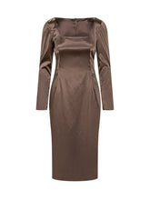 DOLCE & GABBANA - Abito Dolce & Gabbana in Raso a Maniche Lunghe - Marrone - LIDIASHOPPING® - Official Website