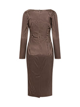 DOLCE & GABBANA - Abito Dolce & Gabbana in Raso a Maniche Lunghe - Marrone - LIDIASHOPPING® - Official Website