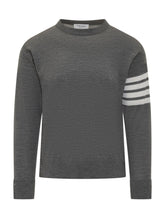 THOM BROWNE - Girocollo Thom Browne - Grigio - LIDIASHOPPING® - Official Website