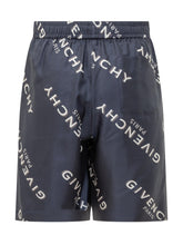 GIVENCHY - Givenchy Shorts Blu in Seta con Logo - Blu | Lidia Shopping ® | Official Website