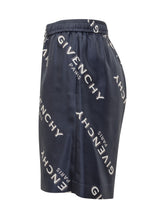GIVENCHY - Givenchy Shorts Blu in Seta con Logo - Blu | Lidia Shopping ® | Official Website