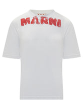 MARNI - Marni T-shirt with Red Logo Print - White | Lidia Shopping | Official Website