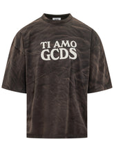 GCDS - GCDS Brown T-shirt with Ti Amo Print - Brown | Lidia Shopping ® | Official Website