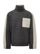 J.W. ANDERSON - Maglione a Collo Alto Bicolore J.W Anderson - Grigio - LIDIASHOPPING® - Official Website