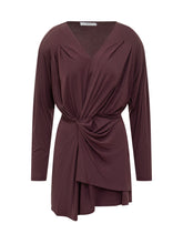 IRO - Iro Abito Drappeggiato Bordeaux con Scollo a V - Rosso - LIDIASHOPPING® - Official Website