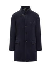 FAY - Fay Cappotto Blu con Collo alla Coreana e Gancio - Blu - LIDIASHOPPING® - Official Website