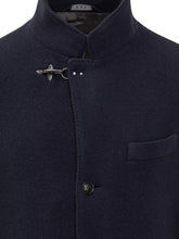 FAY - Fay Cappotto Blu con Collo alla Coreana e Gancio - Blu - LIDIASHOPPING® - Official Website