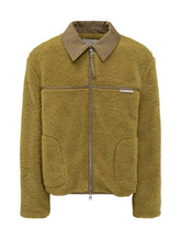AMI ALEXANDRE MATTIUSSI - Ami Giacca in Shearling Giallo con Colletto a Contrasto - Verde - LIDIASHOPPING® - Official Website