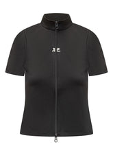 COURREGES - Courrèges black zip-front t-shirt - Black - LIDIASHOPPING® - Official Website