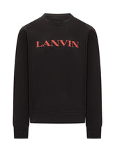 LANVIN - Lanvin Black Sweatshirt with Red Logo for Men - Black - LIDIASHOPPING® - Official Website