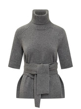 LANVIN - Short-Sleeve Grey Sweater with Belt by Lanvin - Grey - LIDIASHOPPING® - Official Website