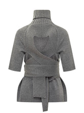 LANVIN - Short-Sleeve Grey Sweater with Belt by Lanvin - Grey - LIDIASHOPPING® - Official Website