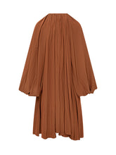 LANVIN - Brown Pleated Voile Dress with Buttons by Lanvin - Orange - LIDIASHOPPING® - Official Website