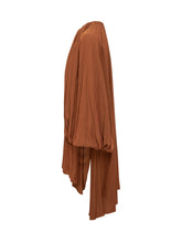 LANVIN - Brown Pleated Voile Dress with Buttons by Lanvin - Orange - LIDIASHOPPING® - Official Website