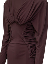 STELLA MCCARTNEY - Abito Stella McCartney Drappeggiato a Maniche Lunghe - Marrone - LIDIASHOPPING® - Official Website