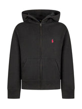 POLO RALPH LAUREN KIDS - Ralph Lauren Kids Felpa Nera con Cappuccio e Logo Rosa - Nero - LIDIASHOPPING® - Official Website
