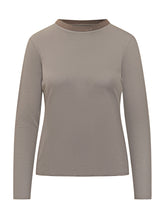 PUROTATTO - Taupe Long-Sleeve Top with Contrast Neck PURO TATTO - Grey - LIDIASHOPPING® - Official Website