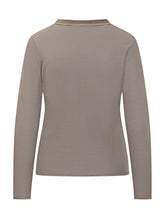 PUROTATTO - Taupe Long-Sleeve Top with Contrast Neck PURO TATTO - Grey - LIDIASHOPPING® - Official Website