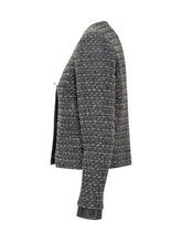 EMPORIO ARMANI - Emporio Armani Tweed Jacket with Satin Details - Blue - LIDIASHOPPING® - Official Website
