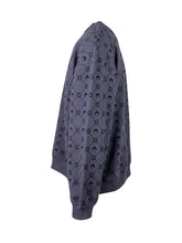 MARINE SERRE - Marine Serre Felpa Blu con Motivo Logo All Over - Nero - LIDIASHOPPING® - Official Website