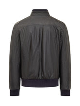 BARBA JACKET - Barba Black Leather Bomber Jacket - Blue | Lidia Shopping ® | Official Website