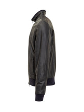 BARBA JACKET - Barba Black Leather Bomber Jacket - Blue | Lidia Shopping ® | Official Website