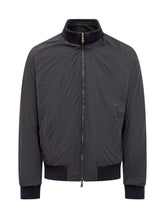 BARBA JACKET - Barba Black Leather Bomber Jacket - Blue | Lidia Shopping ® | Official Website