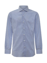 BARBA - Barba Blue Striped Cotton Shirt - Blue | Lidia Shopping ® | Official Website