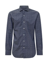 BARBA - Barba Long Sleeve Shirt with Blue Micro Pattern - Blue - LIDIASHOPPING® - Official Website