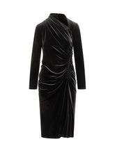 LAUREN RALPH LAUREN - Abito Nero in Velluto Drappeggiato Lauren Ralph Lauren - Nero - LIDIASHOPPING® - Official Website