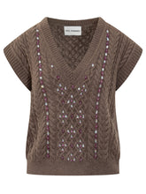 DES PHEMMES - Des Phemmes cable-knit vest with jewel - Brown - LIDIASHOPPING® - Official Website