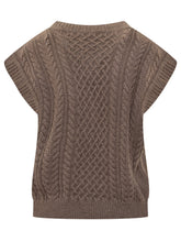 DES PHEMMES - Des Phemmes cable-knit vest with jewel - Brown - LIDIASHOPPING® - Official Website