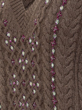 DES PHEMMES - Des Phemmes cable-knit vest with jewel - Brown - LIDIASHOPPING® - Official Website