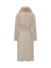 BULLY - Bully Beige Double-Breasted Coat with Fur Collar - White | Lidia Shopping ® | Official Website