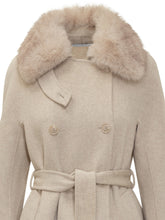 BULLY - Bully Beige Double-Breasted Coat with Fur Collar - White | Lidia Shopping ® | Official Website
