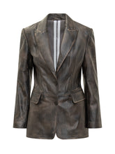 SWORD - Sword Blazer in Pelle Vintage Nera - Marrone | Lidia Shopping | Official Website