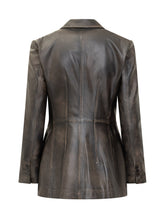 SWORD - Sword Blazer in Pelle Vintage Nera - Marrone | Lidia Shopping | Official Website