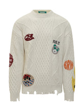 BARROW - Barrow White Sweater with Embroidered Patches - White - LIDIASHOPPING® - Official Website